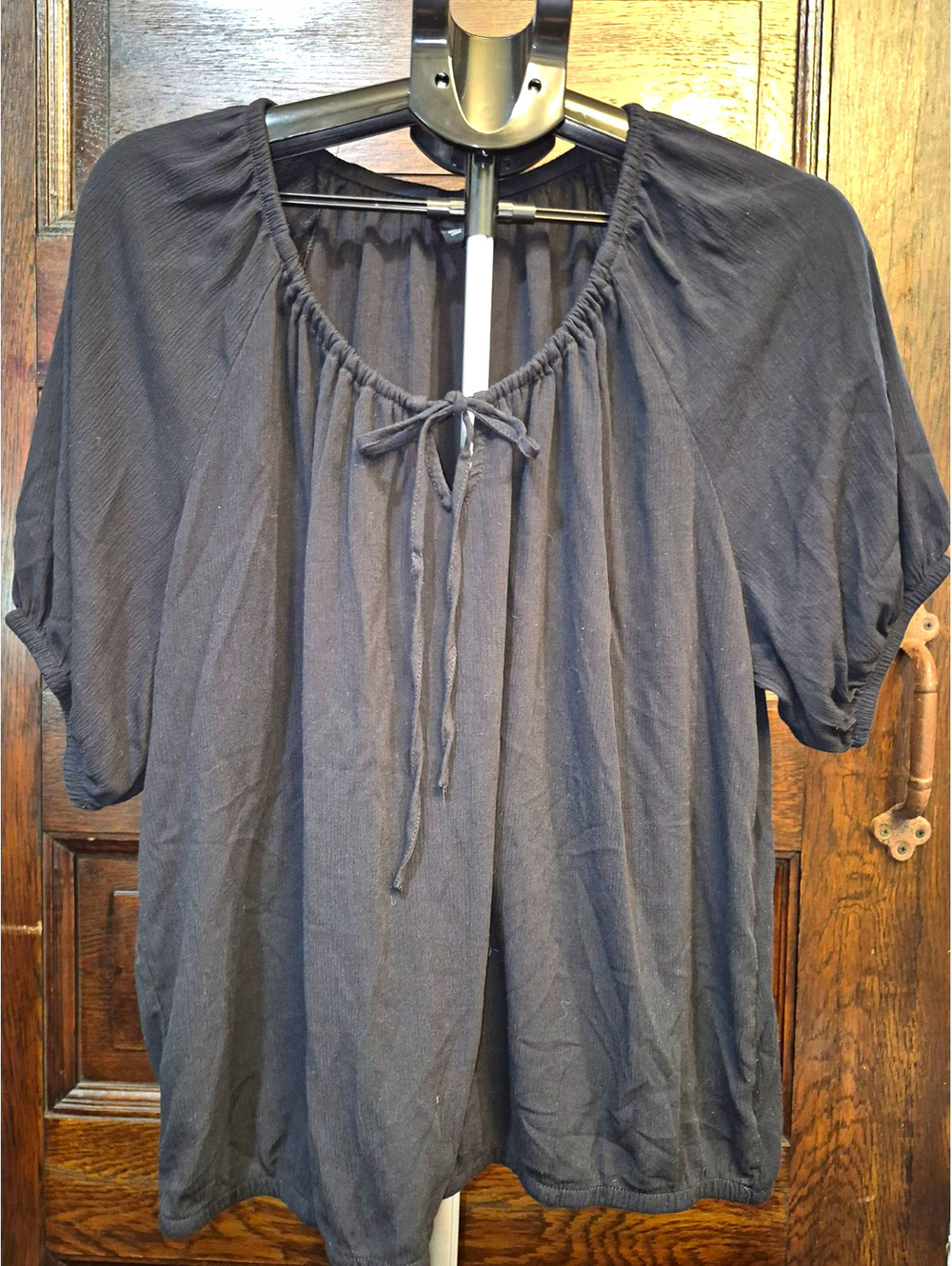 Torrid Black Knit Puff Sleeve Tie Accent Blouse Women’s XL